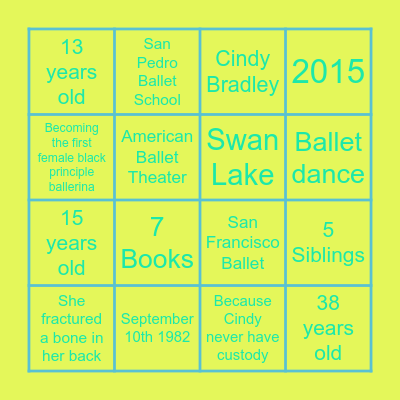 Misty Copland (2021) Bingo Card
