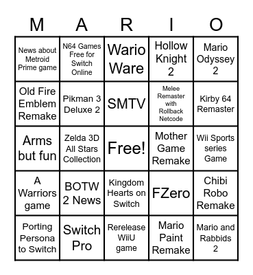 Nintenbingo Card