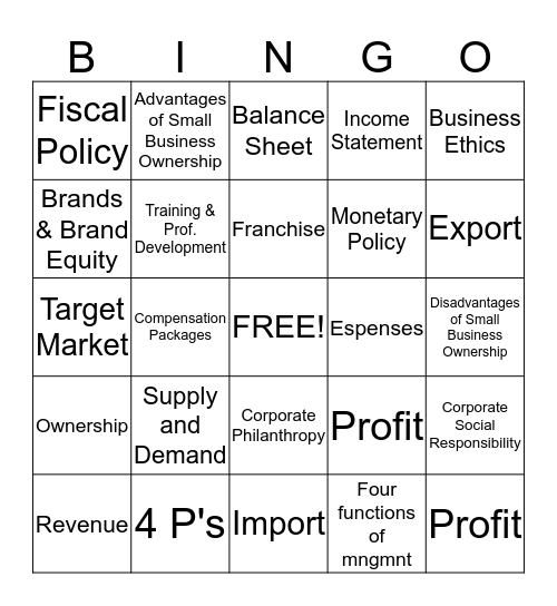 Bus Bingo Card