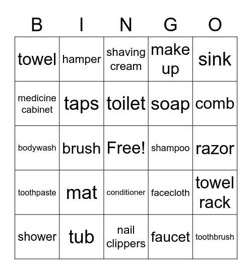 Bathroom 1 Bingo Card