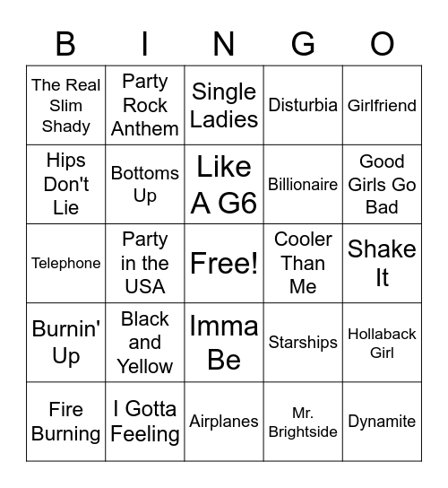 Music Bingo Throwback Edition Bingo Card