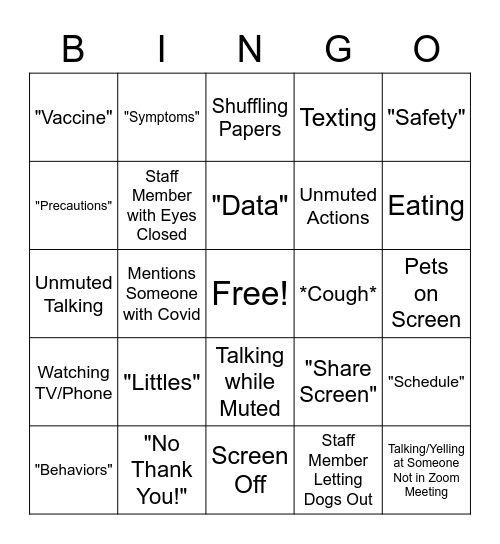 PD Bingo Card