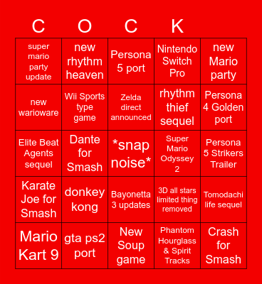 schmintndo deflect Bingo Card