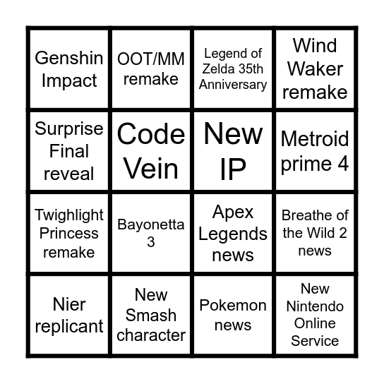 Direct Bingo Card