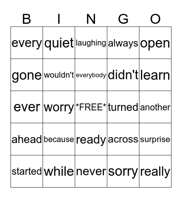 Paul, Dallas, Shanya, Bryce Bingo Card