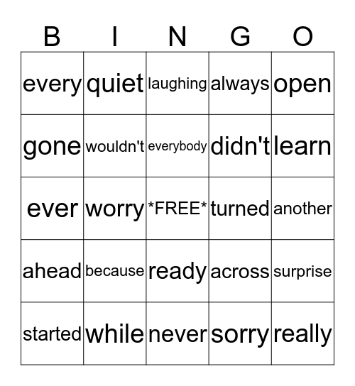 Paul, Dallas, Shanya, Bryce Bingo Card
