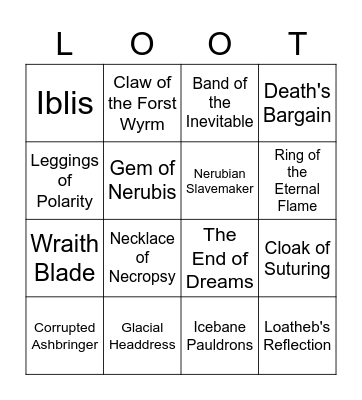 Aarma's NaxxLoot Bingo 24/02/2021 Bingo Card