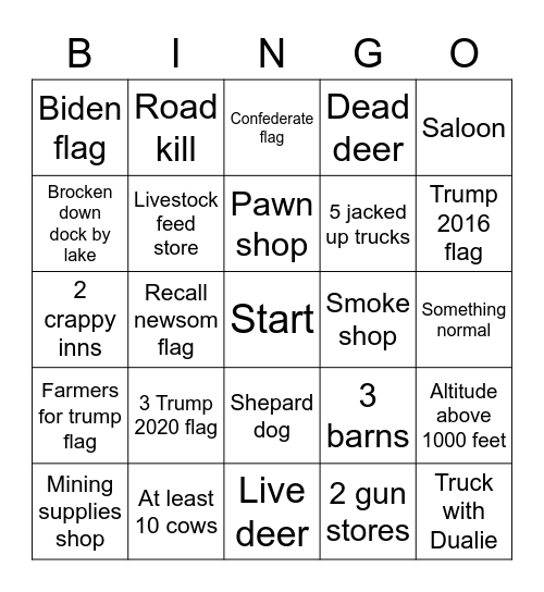 Sonora Bingo Card
