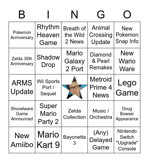 Nintendo Direct 2021 Bingo Card