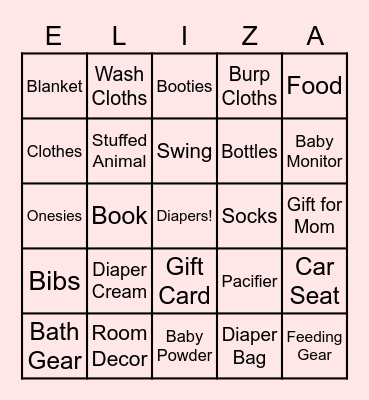 Elizabeth Marie Bingo! Bingo Card