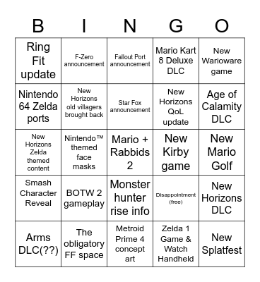 Bing Bing Wahoo Bingo Card