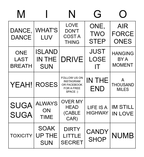MINGO AT THE CHAMBER R2 Bingo Card