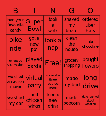 Family/Valentines Day Bingo Card