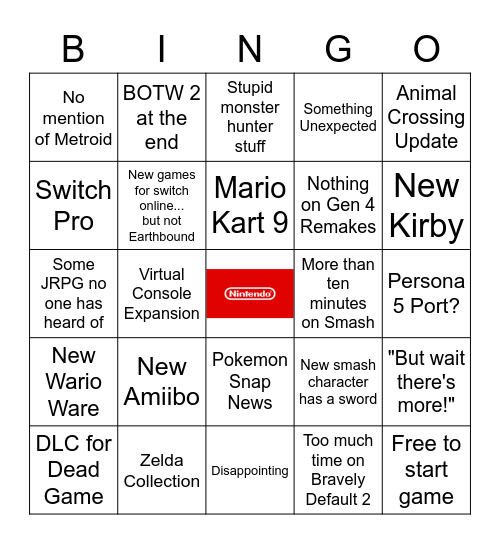 Direct 2021 Bingo Card