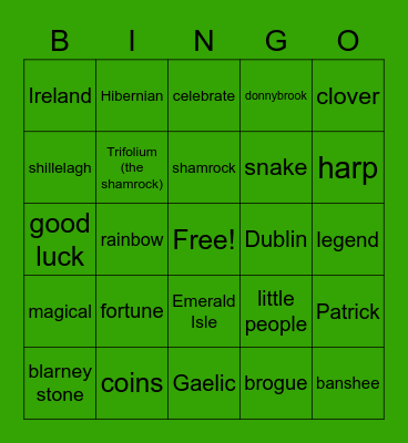 St. Patrick's Day Bingo Card