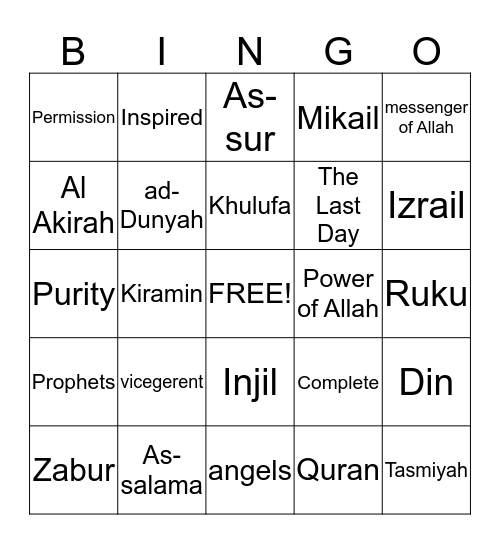 ISLAM Chapters 1-6 and 22  Bingo Card