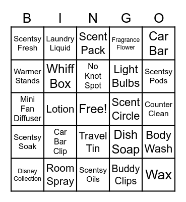 Jenn's Scentsy Bingo Card