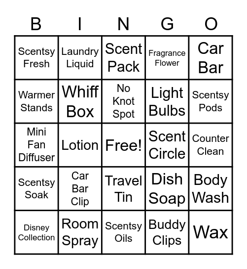 Jenn's Scentsy Bingo Card