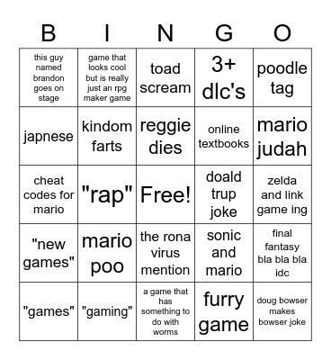 Mario Judah Bingo Card