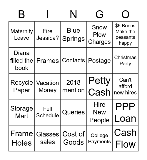 2018 Vibes Bingo Card