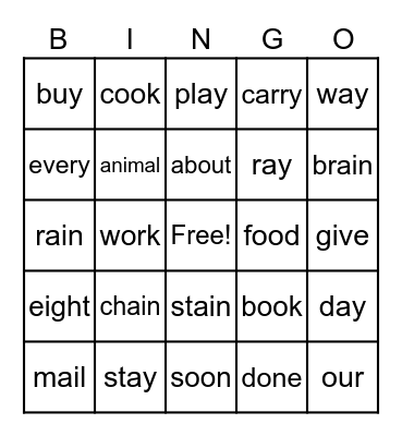 Reading Bingo Card
