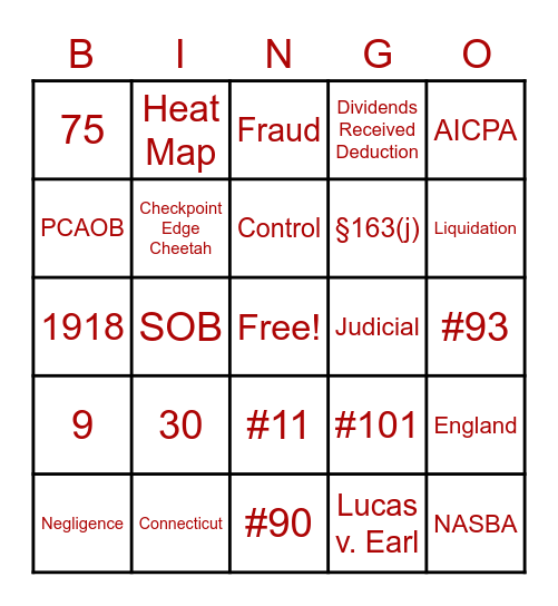 Temple MAcc - Black Out Bingo Card