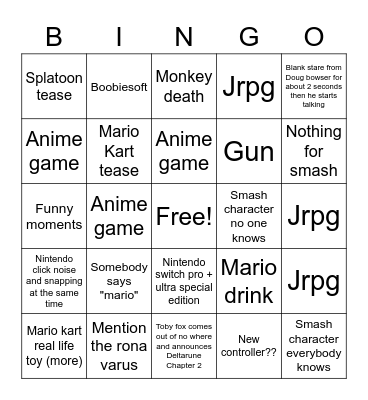 Smash Predictions Bingo Card