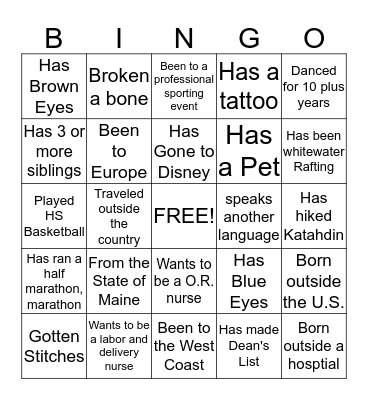 MeSNA Bingo Card