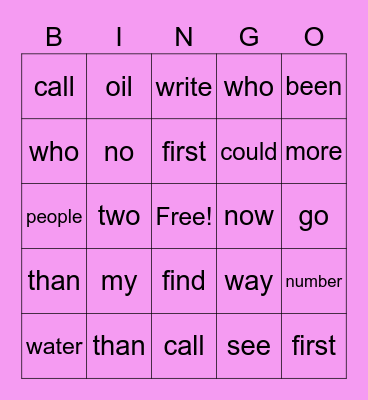 MCW List 8 & 9 Bingo Card