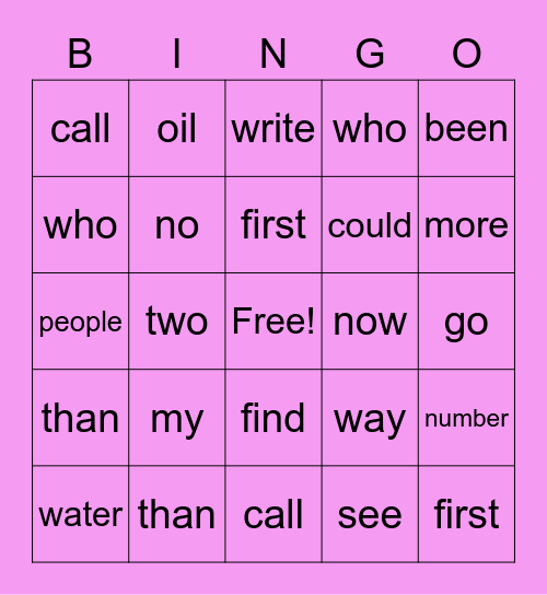 MCW List 8 & 9 Bingo Card