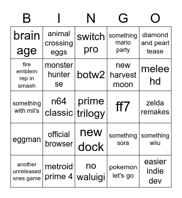 smashe 4 Bingo Card