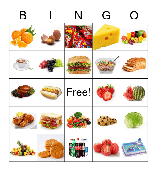 Food Galore Bingo Card