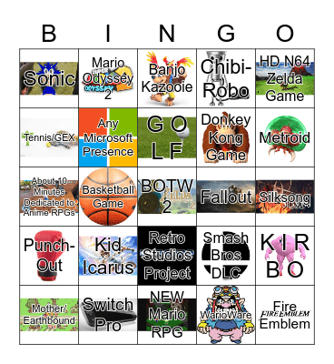 Nintendo Direct 2/17/21 Predictions Bingo Card