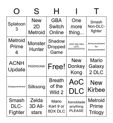 DIRECT BAYBEE Bingo Card