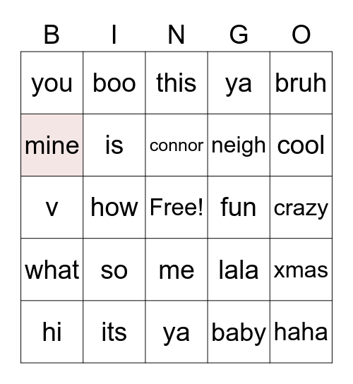Untitled Bingo Card