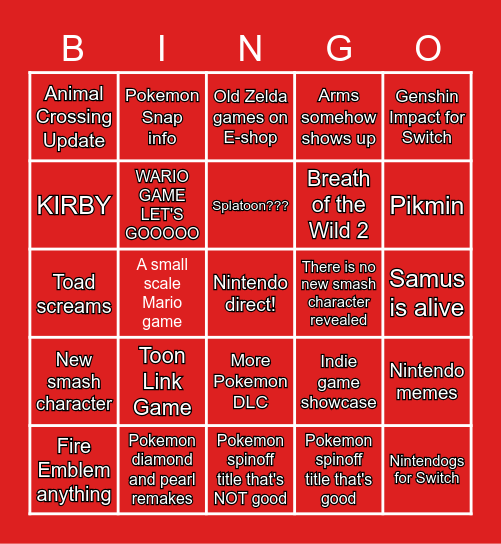 466 on X: made a nintendo direct bingo with both the likely and the  impossible  / X