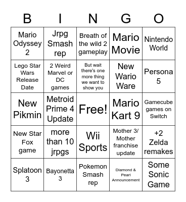 Direct :P Bingo Card