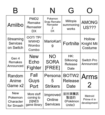 2/17 Direct Bingo Card