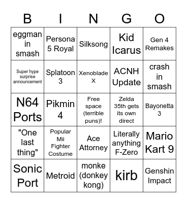 smash 2/17/2021 Bingo Card
