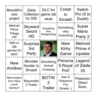 Nintendo Direct 2/17/2021 Prediction Bingo Card