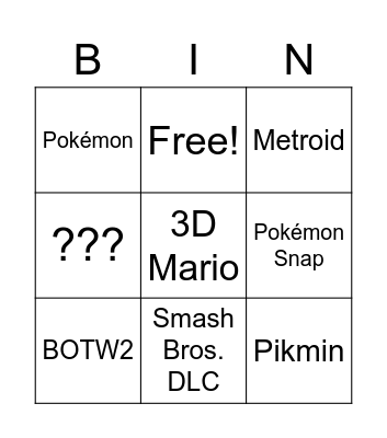 Switch Direkt Bingo Card