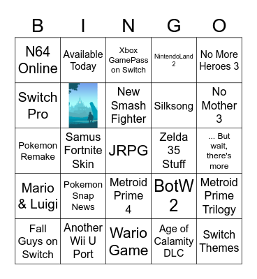 Nintendo Direct Bingo Card