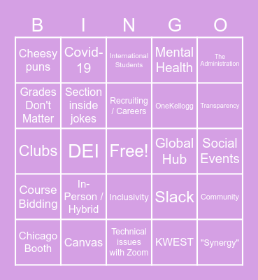 OneKellogg KSA Debate Bingo Card