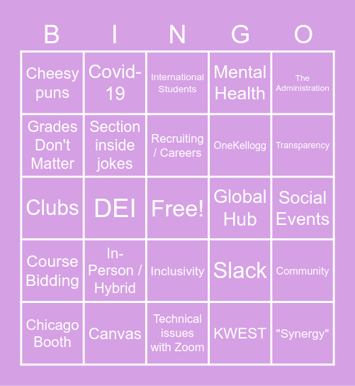 OneKellogg KSA Debate Bingo Card