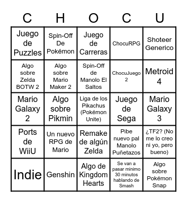 Noentiendo Bingo Card