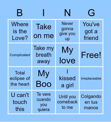 Skyscanner Valentine's Music Bingo Card
