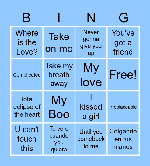 Skyscanner Valentine's Music Bingo Card