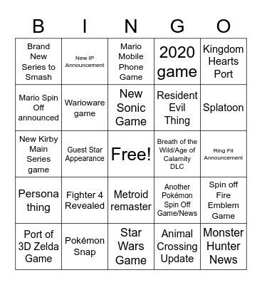 GG Bingo Sheet Bingo Card