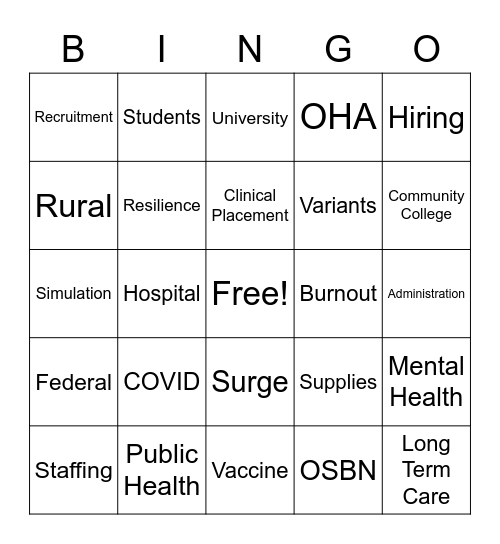 Friday Huddle Bingo Card