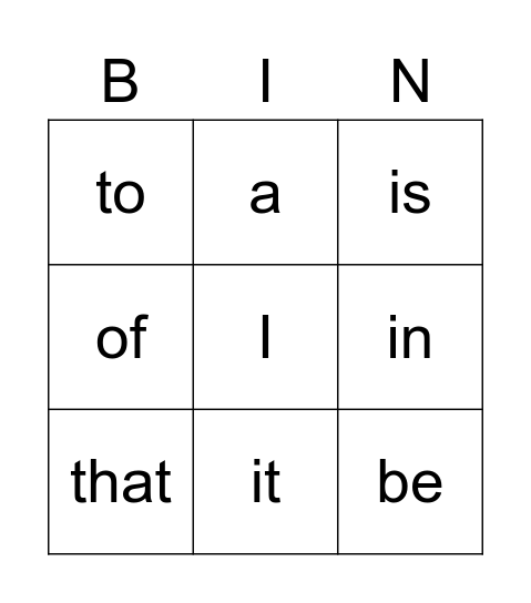 Golden Words Bingo Card